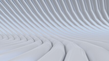 Abstract metallic curve waves background 3d render