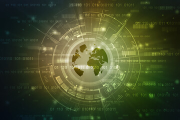 Binary Code Background, Digital Abstract technology background, flowing number one and zero text in binary code format in technology background. Internet Big data Concept