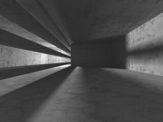 Dark Concrete Wall Architecture. Empty Room