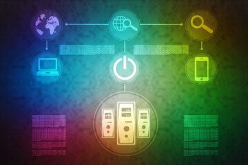 Binary Code Background, Digital Abstract technology background, flowing number one and zero text in binary code format in technology background. Internet Big data Concept