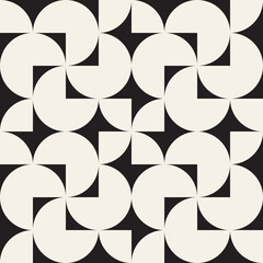 Vector seamless pattern. Repeating geometric elements. Stylish monochrome background design. - 487591128