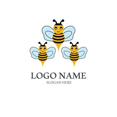 Bee logo vector icon illustration