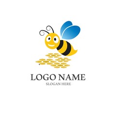Bee logo vector icon illustration