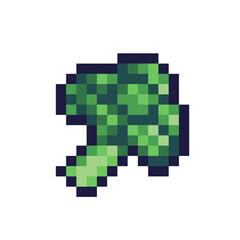 Fototapeta premium Green cabbage pixel art icon. Kale, broccoli logo. 8-bit sprite. Game development, mobile app. Isolated vector illustration