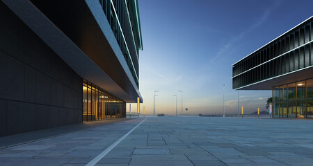 Commercial streets in the early morning