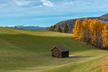 autumn in the Dolomites in Italy aerial views of the Mountains