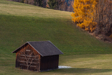 autumn in the Dolomites in Italy aerial views of the Mountains