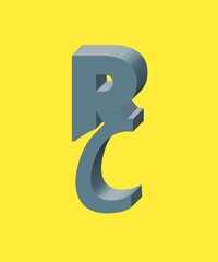 3D Letter Logo Initial RC