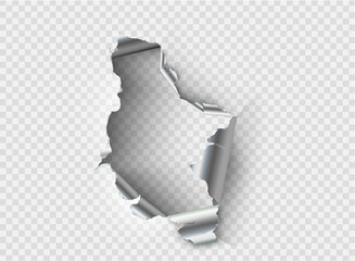 ragged Hole torn in ripped metal on transparent background