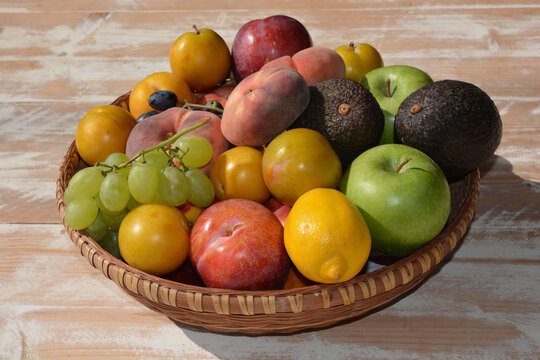 Basket of fruit on table