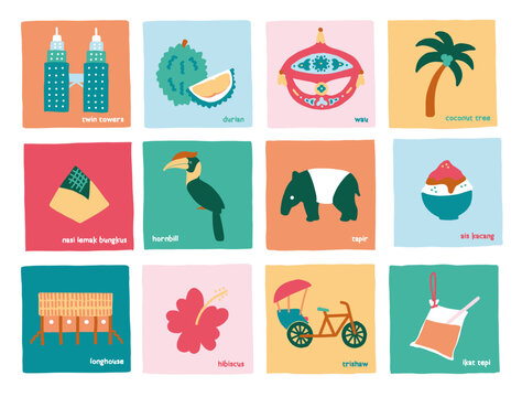 Illustrated Malaysian Cultural Icons