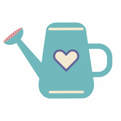 simple illustration of watering can for flowers. Pastel colors. For stickers, banners, postcards