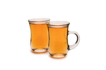 A turkish glass of tea isolated on white background.