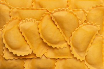 Raw ravioli as background. Healthy italian food.