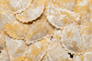 Raw ravioli as background. Healthy italian food.