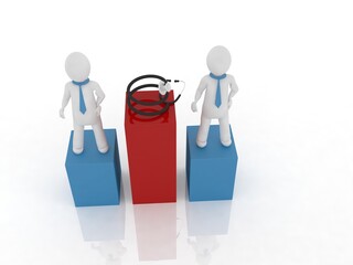 3d rendering navigation Red map pointer people with stethoscope
