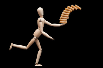 little man dropping a pile of pasta