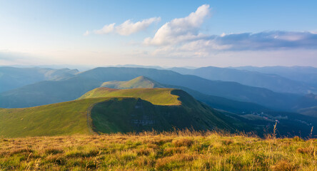 Beautiful evening with sun light. Beautiful summer landscape in the mountains.