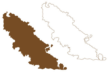 Paxi island (Ionian Islands, Hellenic Republic, Greece) map vector illustration, scribble sketch Paxoi and Antipaxoi or Antipaxos map