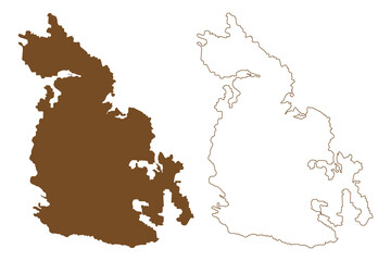 Singo island (Kingdom of Sweden) map vector illustration, scribble sketch Singö map