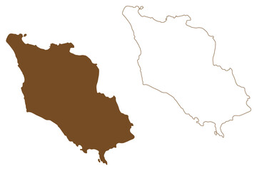 Obraz premium Sandhamn island (Kingdom of Sweden) map vector illustration, scribble sketch Sandon map