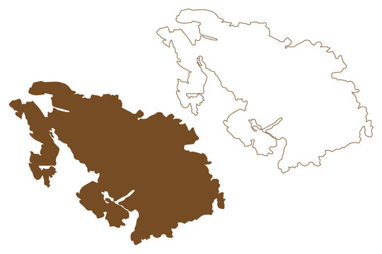 Scalpay island (United Kingdom of Great Britain and Northern Ireland, Scotland, Inner Hebrides archipelago) map vector illustration, scribble sketch Isle of Scalpay map