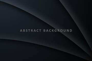 Dark deep black dynamic abstract vector background with wavy lines