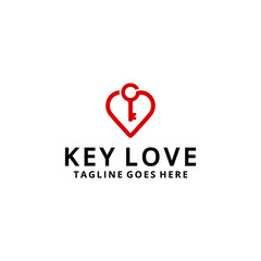 Creative modern Key illustration with love logo icon vector template