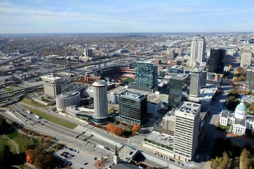 A view of St. Louis, Missouri from the Arch.
