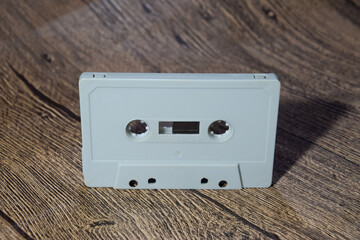 Obraz premium Audio cassette. Retro music medium, compact cassette tape recorder.