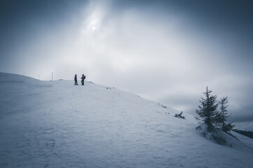 Bucegi mountains, Romania. Beautiful Carpathian mountains landscape in winter