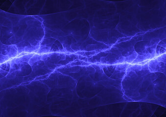 Blue fractal lightning background, electrical abstract