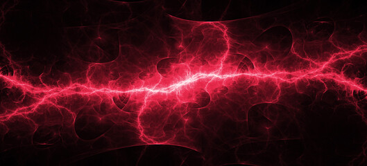 Hot dark red plasma lightning, abstract energy and electrical background
