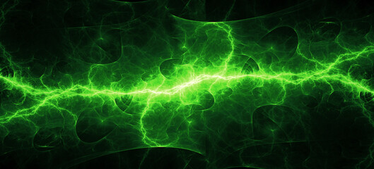 Green energy, electrical lightning abstract background - 487600561