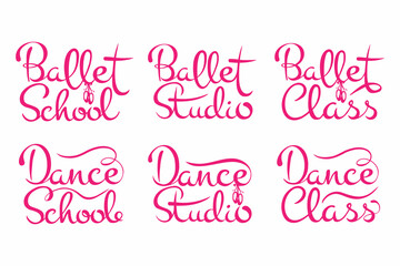 a set of six vector calligraphic inscriptions for ballet school