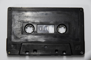 Fototapeta premium Audio cassette. Retro music medium, compact cassette tape recorder.