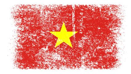 Vietnam Flag Distressed Grunge Vintage Retro. Isolated on White Background