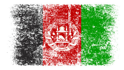 Afghanistan Flag Distressed Grunge Vintage Retro. Isolated on White Background