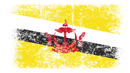 Brunei Flag Distressed Grunge Vintage Retro. Isolated on White Background