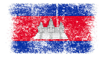 Cambodia Flag Distressed Grunge Vintage Retro. Isolated on White Background