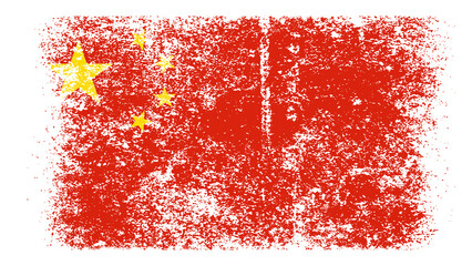 China Flag Distressed Grunge Vintage Retro. Isolated on White Background
