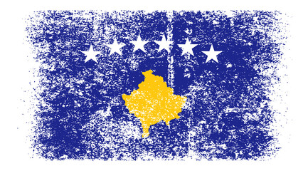 Kosovo Flag Distressed Grunge Vintage Retro. Isolated on White Background