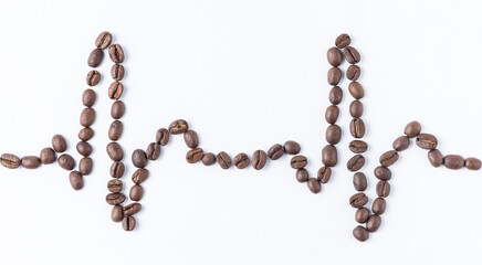 An EKG image made of coffee beans
