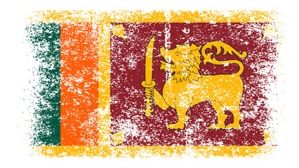 Sri Lanka Flag Distressed Grunge Vintage Retro. Isolated on White Background