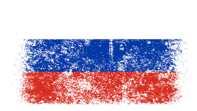 Russia Flag Distressed Grunge Vintage Retro. Isolated on White Background