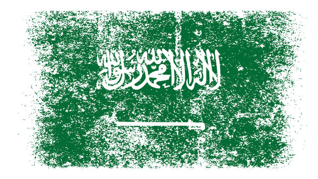 Saudi Arabia Flag Distressed Grunge Vintage Retro. Isolated on White Background