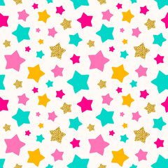 Seamless vector pattern with stars in bright colors.