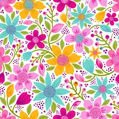 Fotobehang Floral seamless pattern. Vector illustration with beautiful flowers. Great for wedding invitations, birthday and mother's day cards, surface design, wrapping paper and fabric. © Julia