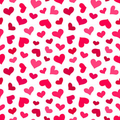 Seamless vector pattern with red hearts. Valentines Day background. Great for backgrounds, fabrics, wallpapers, surface design and greeting cards.