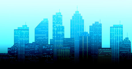 city ​​building illustration skyscrapers fog